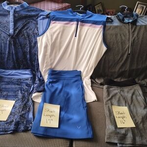 PGA Tour Blue and Cream Golf Shirt